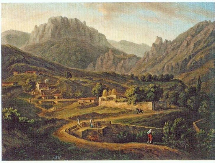 Жан-Кристоф Мивилль «Вид деревни Кусс али Косс в Крыму», 1814