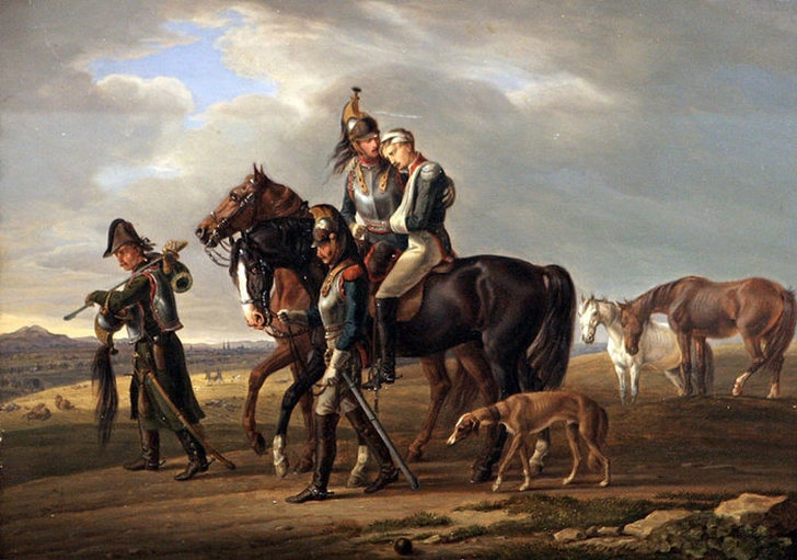А. Адам (Adam), Альбрехт (1786-1862). Эпизод из кампании 1813-1814 годов. 1822 год. Отступающие французы.