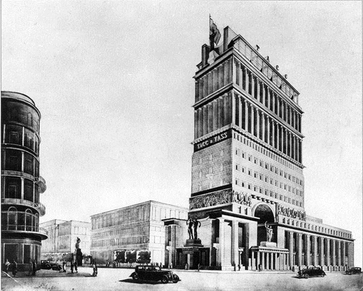 И. Голосов. Здание ТАСС. Проект. 1935.
