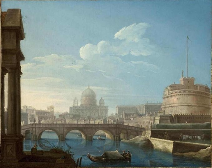 Pietro Bellotti, Veduta di Roma con Castel Sant'Angelo e il Vaticano.