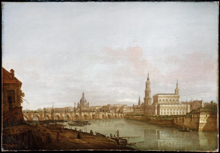 Pietro Bellotti, Dresda: il ponte di Augusto dalla riva destra dell'Elba