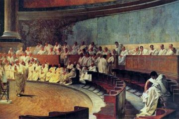 Чезаре Маккари. Цицерон произносит речь против Катилины. 1889. Фреска. Палаццо Мадама, Рим.
