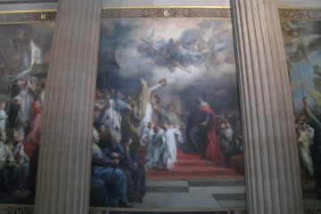 Папа Лев III возлагает в Риме Императорскую корону на голову Карла Великого. Фреска. Пантеон, Париж.