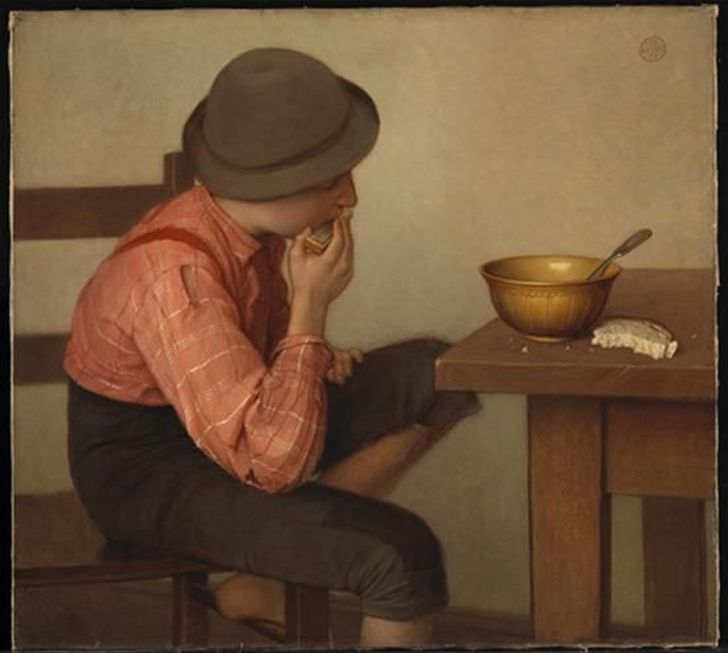 Оазис Ледюк (Oazias Leduc 1864-1955). Ребенок с хлебом (1892-1899), масло, холст. Музей изящных искусств Канады, Оттава