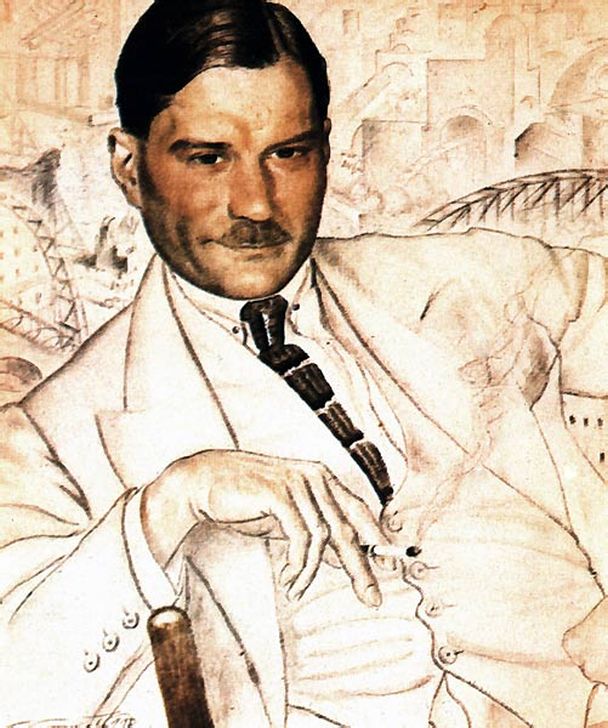 Борис Кустодиев. Портрет писателя Евгения Замятина, 1923