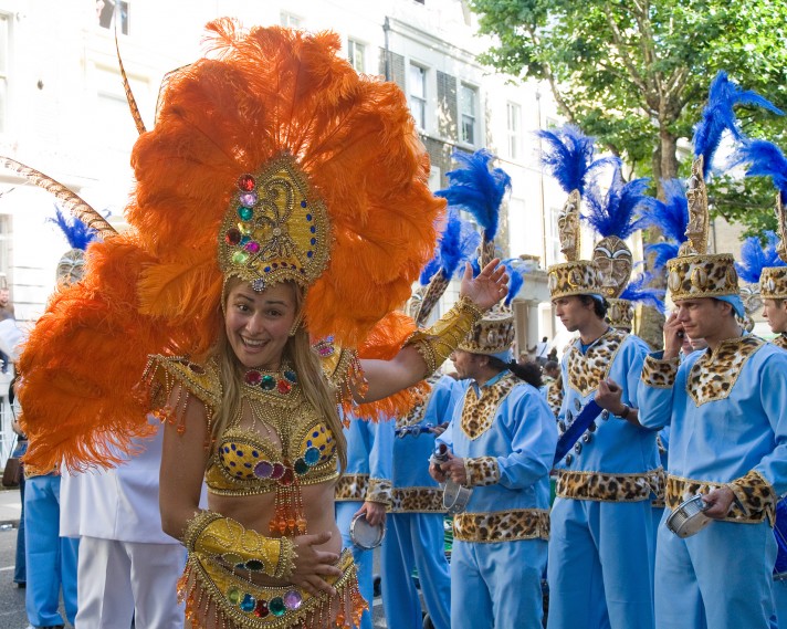 Участники Ноттинг-Хиллского карнавала. Лондон.