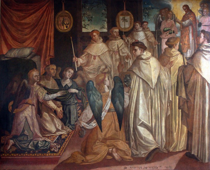 Франсиско Пачеко дель Рио (1564-1644). Последнее причастие Святого Петра Нолаского. 1611. Музей Боуз, Дорэт.