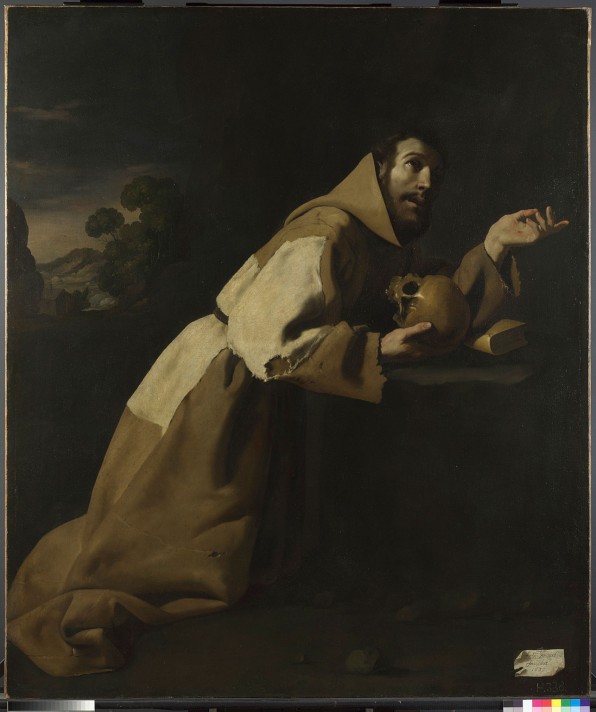 Франциско де Сурбаран (1598-1664). Медитация Святого Франциска. 1639. Национальная галерея, Лондон.
